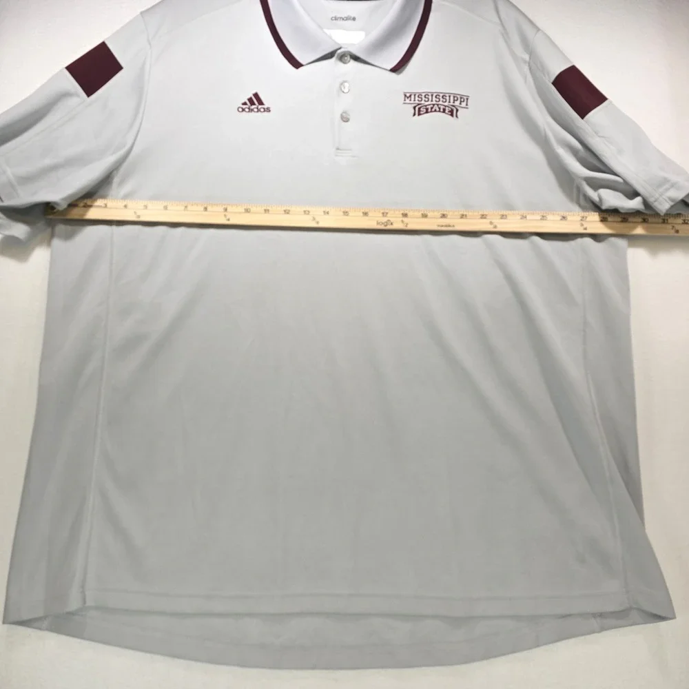 Adidas Mississippi State Bulldogs Climalite Polo Shirt Mens 3XL Gray Maroon